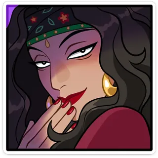 😘 woman, gypsy, character, cartoon, digital art, jewelry, lipstick telegram sticker