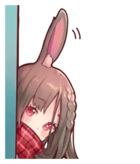😶 anime, bunny, cute, girl, scarf, peeking telegram sticker
