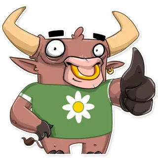 👍 Stier, Tier, Cartoon, Sticker, Daumen hoch, Lustig telegram sticker