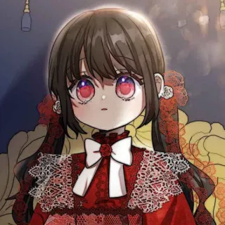 🐈‍⬛️ anime, ragazza, vestito rosso, carino, cartone animato whatsapp sticker