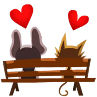 ❤ amor, banco, animal, corações, gato, coelho telegram sticker