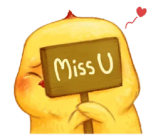 ❤ Miss U Huhn, süß, vermisse dich, Liebe, Herz, Zeichen telegram sticker