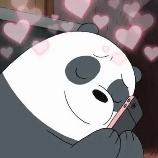 💈 Panda We Bare Bears dessin animé, panda, ours, amour, téléphone, coeurs telegram sticker