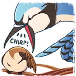 😮 CHIRP! uccelli, ghiandaia azzurra, passero, cinguettio, animali telegram sticker