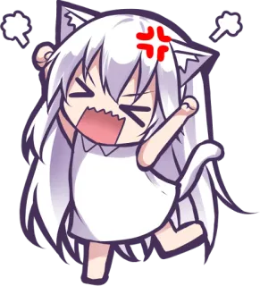 😤 marah, anime, gadis kucing, frustrasi, imut, chibi telegram sticker