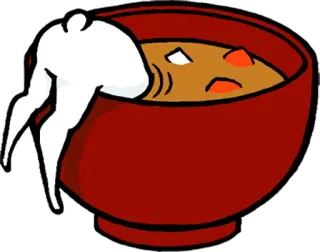 🍵 soup, bowl, drowning, cartoon, person telegram sticker