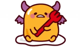 🥞 diavolo, uovo, cartone animato, carino, mostro, forchetta, divertente whatsapp sticker