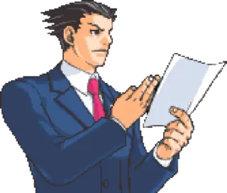 😕 Phoenix Wright Ace Attorney phoenix wright, ace attorney, lawyer, video game, character telegram sticker