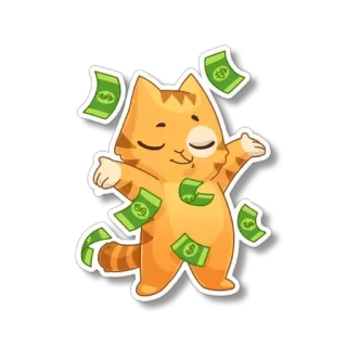 😌 gato, dinero, dólar, rico, lindo, efectivo, dibujos animados telegram sticker