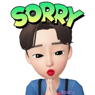 😰 SORRY disculpa, lo siento, dibujos animados, 3D, saludo, chico telegram sticker