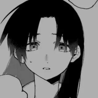 🗝 Anime, Manga, Potret, Gadis, Sedih, Monokrom telegram sticker