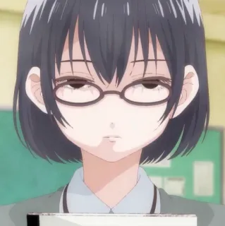 😕 Anime, Meisje, Bril, Schoolmeisje, Moe telegram sticker