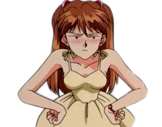 😀 Asuka Langley Sohryu Neon Genesis Evangelion anime, cartoon, girl, character, Asuka, angry telegram sticker