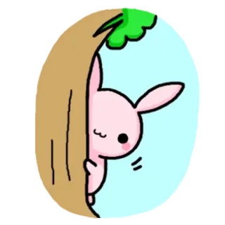 🙃 lapin, animal, mignon, arbre, dessin animé, BD whatsapp sticker