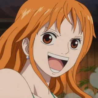 🥰 Nami One Piece 动漫, 海盗, 航海士, 橙色头发, 微笑 telegram sticker
