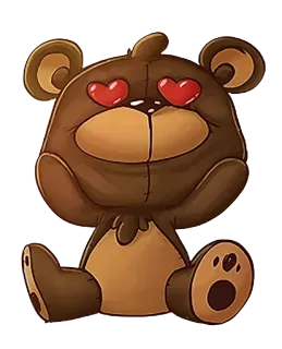 🐻 orsetto, occhi a cuore, amore, giocattolo, carino whatsapp sticker