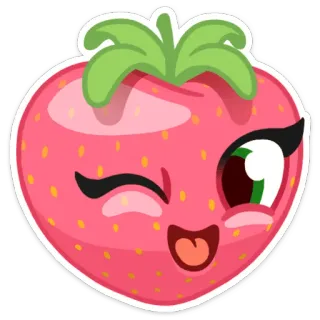 🍓 strawberry, cartoon, kawaii, fruit, cute, sticker telegram sticker