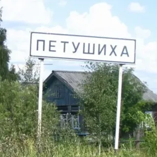 🛑 ПЕТУШИХА panneau, russe, village, rural, Petushiha telegram sticker