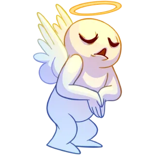 👰 Engel, Flügel, Heiligenschein, traurig, Cartoon whatsapp sticker