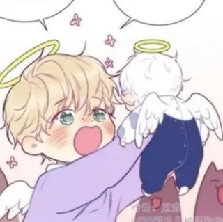 🍭 ángel, lindo, dibujos animados, halo, bebé, kawaii whatsapp sticker