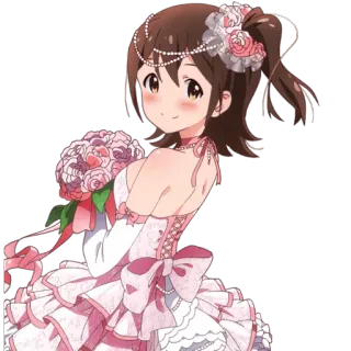 😍 Anime, Chica, Vestido de novia, Ramo de flores, Linda whatsapp sticker