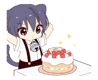 🎂 HAPPY BIRTHDAY cat, cute, birthday, cake, anime telegram sticker