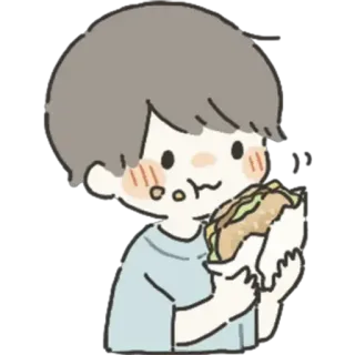 🍿 Мультфильм, Сэндвич, Еда, Пища, Мальчик, Милый telegram sticker