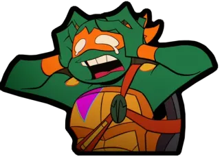 😫 Michelangelo Teenage Mutant Ninja Turtles การ์ตูน, เต่า, นินจา, TMNT, ร้องไห้ telegram sticker