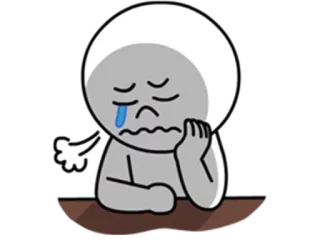 😥 грустный, плачущий, несчастный, эмодзи, стикер, меланхолия whatsapp sticker