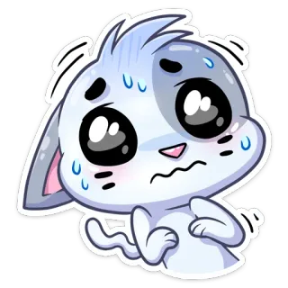 😅 kot, kreskówka, słodki, kawaii, anime, naklejka, emotikon, zmartwiony whatsapp sticker
