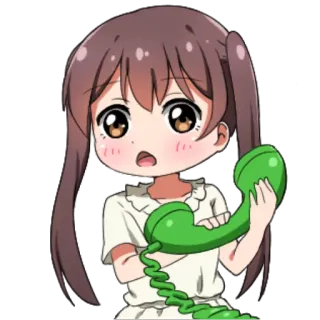 📞 Animé, Fille, Téléphone, Dessin animé, Communication telegram sticker