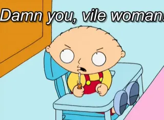 😠 Stewie Griffin Family Guy Damn you, vile woman! Stewie Griffin, Family Guy, vile, woman, cartoon, animated telegram sticker