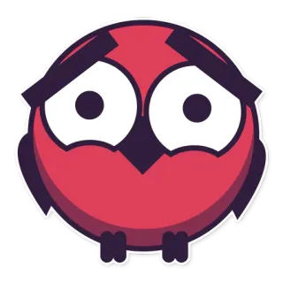 😯 coruja, pássaro, fofo, desenho animado, animal, vermelho, adesivo whatsapp sticker