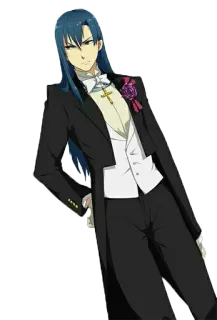 😌 anime, manga, formal wear, character, male, man, suit, digital art whatsapp sticker