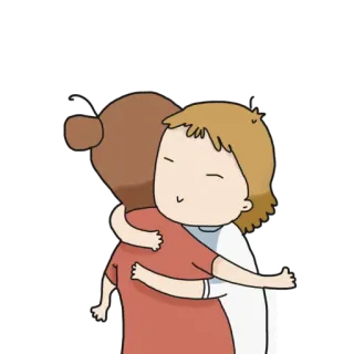 😉 peluk, persahabatan, kasih sayang, kartun, cinta, kenyamanan telegram sticker