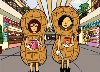 🌟 Daria cartoon, peanut, shopping mall, 1990s, MTV telegram sticker