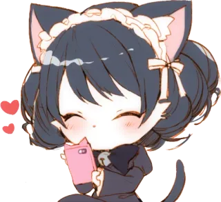 🥰 Аниме, Кот, Каваий, Мультфильм, Наклейка, Милый, Манга telegram sticker