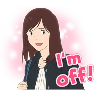 😊 I'm off! 动漫, 女人, 告别, 离开, 出发, 动画 telegram sticker