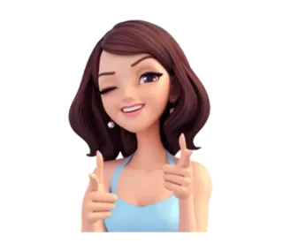 😉 mujer, dibujo animado, guiño, señalar, chica, personaje telegram sticker