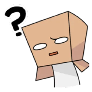 😶 question mark, cartoon, character, confused, box head telegram sticker