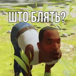 🗿 Carl Johnson Grand Theft Auto: San Andreas ШТО БЛЯТЬ? CJ, GTA, Grand Theft Auto, Русский, Сленг, Видеоигра telegram sticker