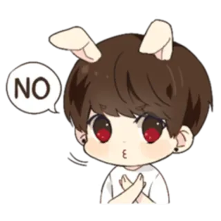 🙅 NO sticker, chibi, lindo, no, orejas de conejo, anime telegram sticker