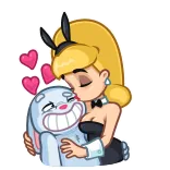 💏 Cartone animato, Coniglio, Amore, Cuori, Affetto, Carino, Adesivo telegram sticker