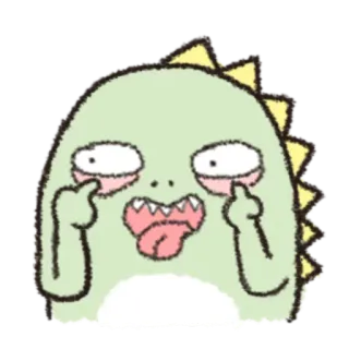 🎋 dinosaure, dessin animé, geste obscène, drôle, autocollant telegram sticker
