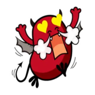 😍 devil, bean, monster, cartoon, cute, heart eyes, kawaii, funny telegram sticker
