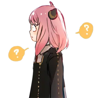 😐 Anya Forger Spy x Family anya forger, spy x family, anime, fragezeichen, pinke haare, süß, cartoon telegram sticker