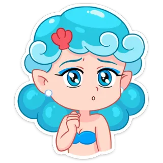 😬 putri duyung, kartun, imut, laut, karakter, air telegram sticker