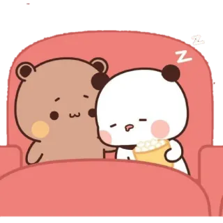🛋 หมี, แพนด้า, นอนหลับ, น่ารัก, การ์ตูน, เตียง, โซฟา telegram sticker