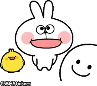 😐 @MHStickers cartone animato, coniglio, pollo, carino, adesivo telegram sticker