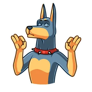 🧘‍♂️ собака, мультфильм, животное, доберман, наклейка, спокойный, дзен telegram sticker